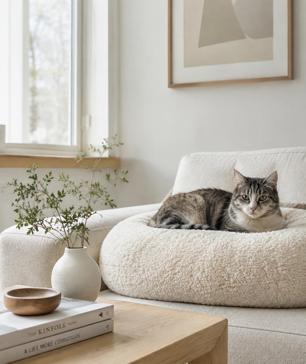 Chat sur un coussin